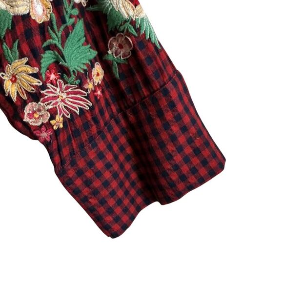 Zara Trf Outerwear Red Navy Blue Flannel Plaid Button Front Maxi Dress Duster - Picture 14 of 15